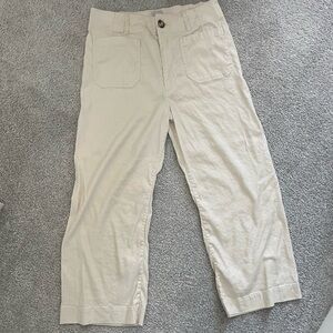 Maeve Cream Linen Wide Leg Pants.